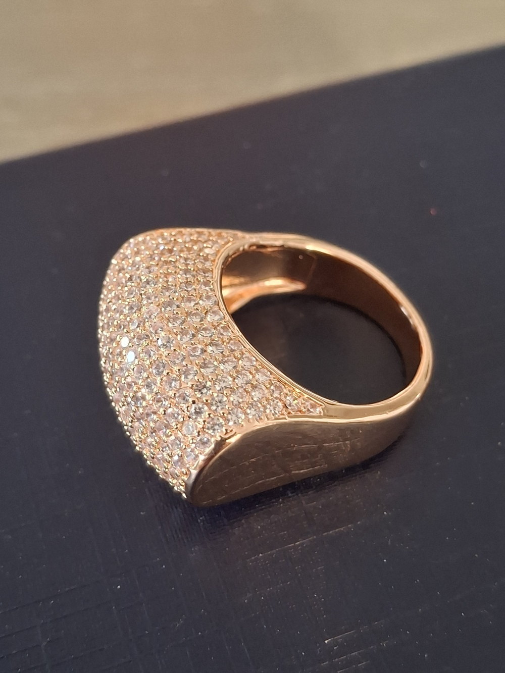 Rose Gold Pave Dome Ring - Women's Fashion Jewelry